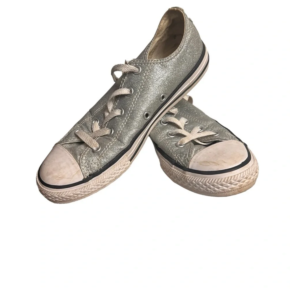 Converse-All Star Silver Sparkle Low Top Youth Sneaker size 3